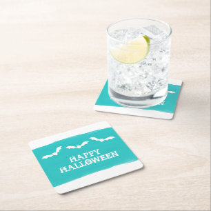 Halloween aquamarines Weißes Wasserfarben Rechteckiger Pappuntersetzer