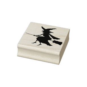 Halloween Art Briefmarke/Hexe auf Broom Gummistempel