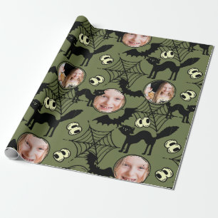Halloween Art Muster Black Cat Foto Spooky Geschenkpapier