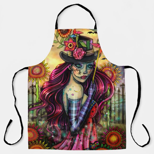 Halloween Art Sugar Skull von Molly Harrison Schürze (Vorderseite)