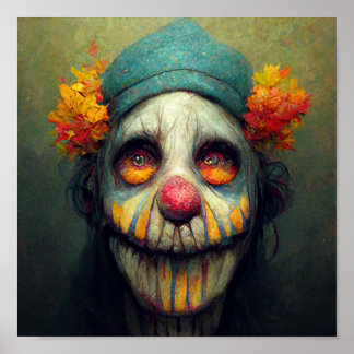 Halloween Art. Trauriger und Beängstigender Clown. Poster