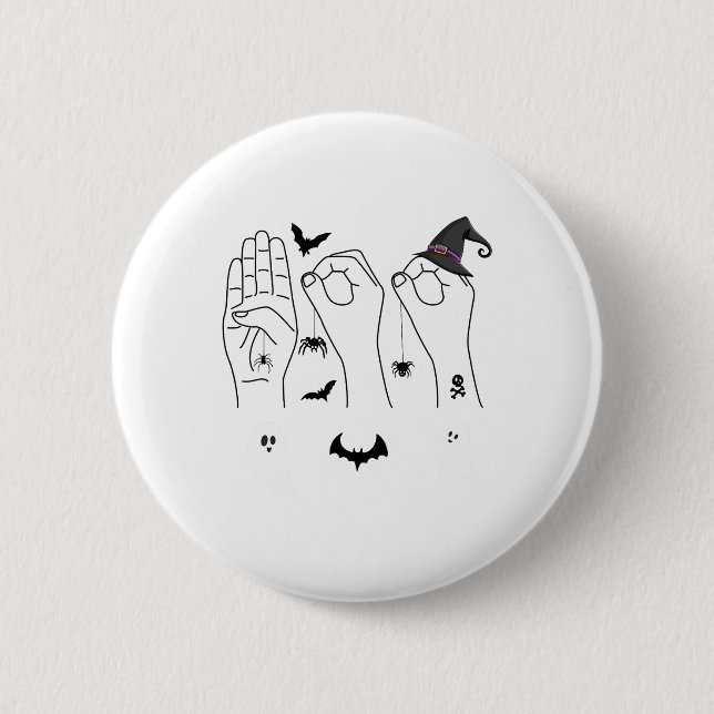 Halloween Asl Hand Gebing Language Deaf Pride Boo  Button (Vorderseite)