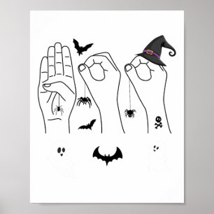 Halloween Asl Hand Gebing Language Deaf Pride Boo Poster