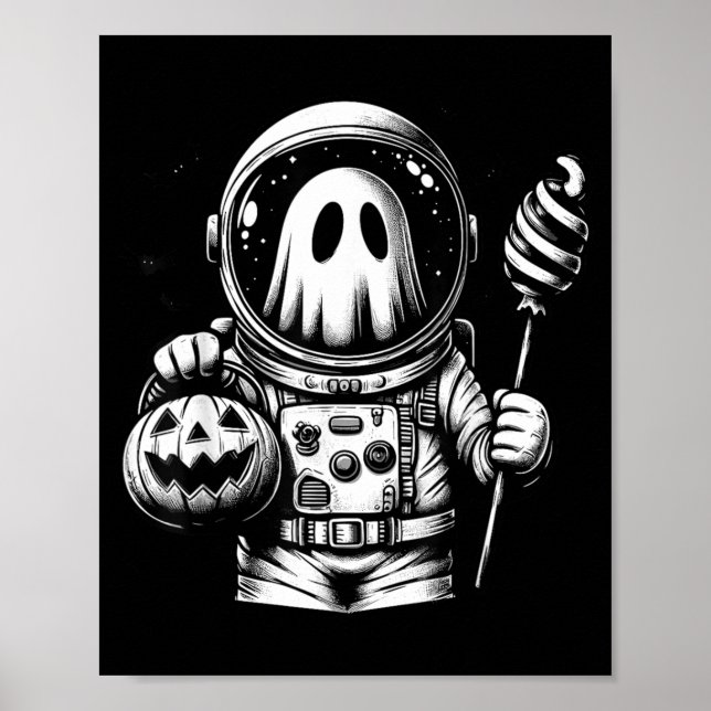 Halloween-Astronauten-Kostüm-Geist-Tier-Buh Poster (Vorne)