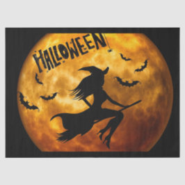 Halloween auf Broom Cat Moon Bats Seidenpapier