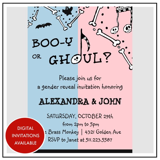 Halloween-Aufführung Einladung (Booy-or-ghoul-Spooky-Halloween-gender-reveal-Invitation-1)