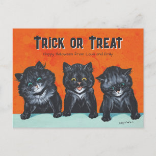 Halloween Aufgeregte schwarze Katzen Louis Wain CC Postkarte