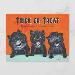 Halloween Aufgeregte schwarze Katzen Louis Wain CC Postkarte