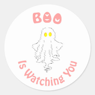 Halloween-Aufkleber Buh beobachtet dich Runder Aufkleber