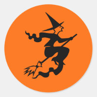 Halloween-Aufkleber | Dichtungen mit Hexe auf Bese