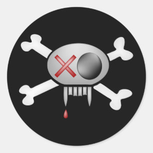 Halloween-Aufkleber für Schädel und Knochen Runder Aufkleber