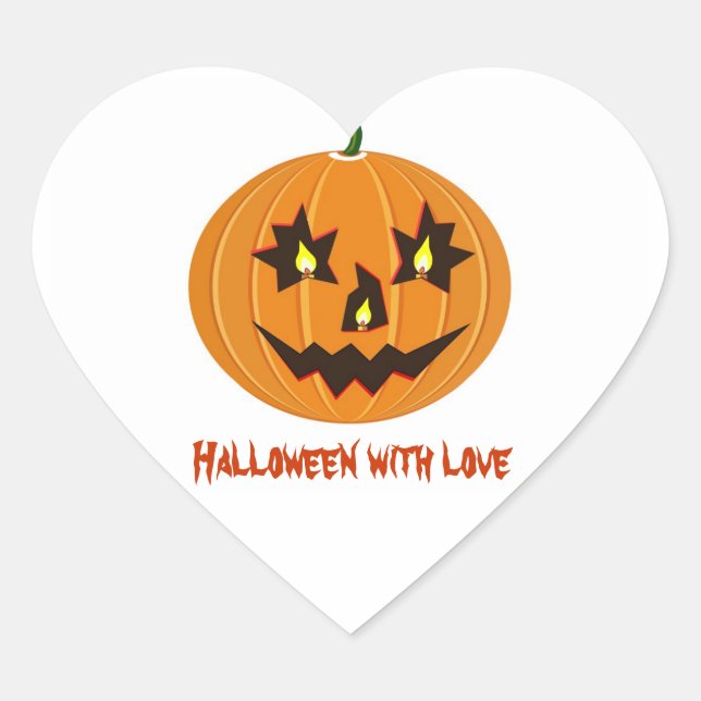 Halloween-Aufkleber mit anpassbarem Text Herz-Aufkleber (Vorderseite)