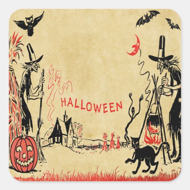 Halloween-Aufkleber Quadratischer Aufkleber (Vorderseite)