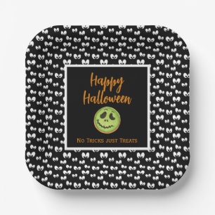 Halloween Augen grün Keks keine Tricks Pappteller