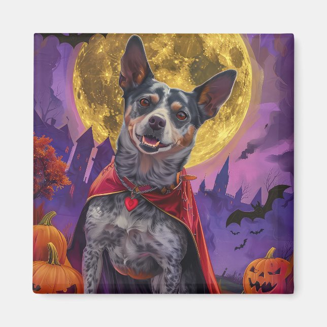 Halloween Australian Cattle Dog Pumpkins Beängstig Magnet (Vorne)