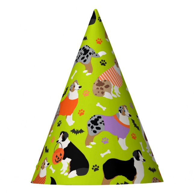 Halloween Australian Shepherd Party Hat Partyhütchen (Vorderseite)