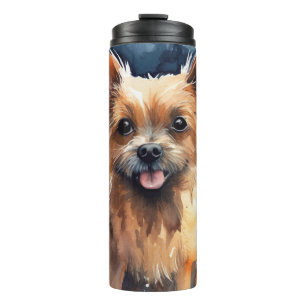 Halloween Australian Terrier mit Kürbissen Gruseli Thermosbecher