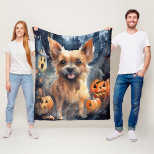 Halloween Australian Terrier with Pumpkins Beängst Fleecedecke