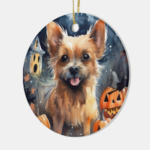 Halloween Australian Terrier with Pumpkins Beängst Keramik Ornament