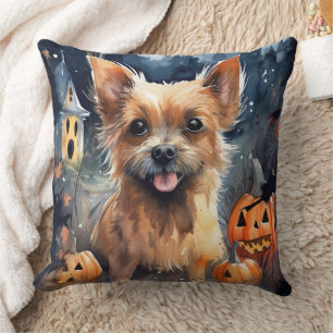 Halloween Australian Terrier with Pumpkins Beängst Kissen