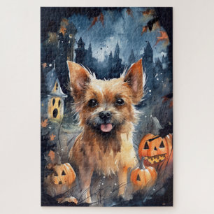 Halloween Australian Terrier with Pumpkins Beängst Puzzle