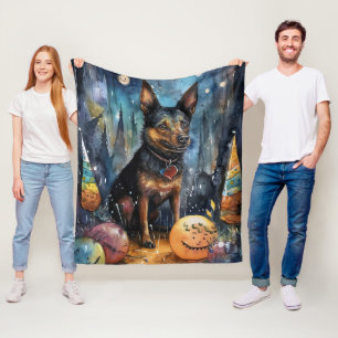 Halloween Australische Kelpie mit Pumpkins Beängst Fleecedecke