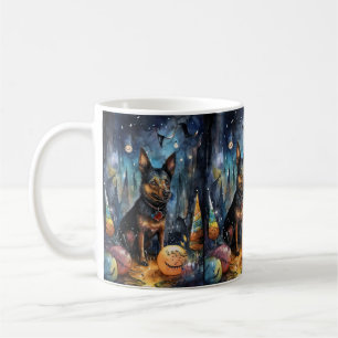 Halloween Australischer Kelpie mit Kürbissen Gruse Kaffeetasse