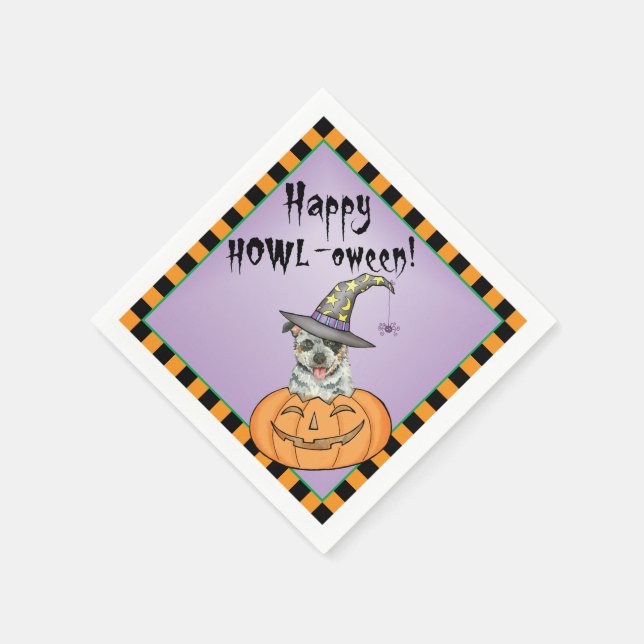 Halloween Australischer Rinderhund Serviette (Ecke)