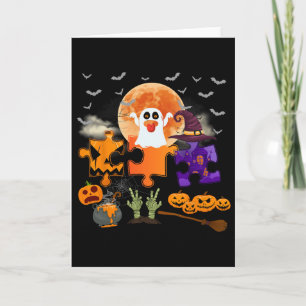 Halloween Autismus-Bewusstsein Gruseliges Puzzle-D Karte