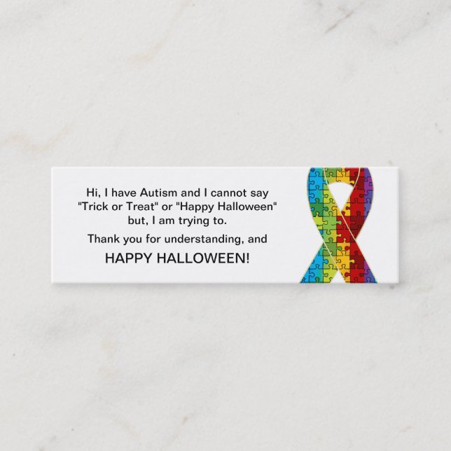 Halloween Autismus Trick oder Treat Cards Band 2 Mini Visitenkarte (Vorderseite)