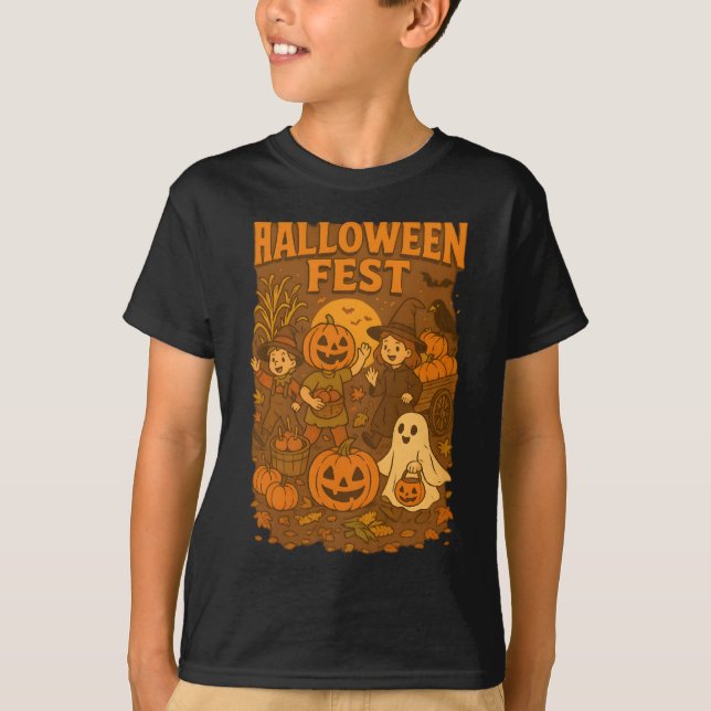 Halloween Autumn Falls Retro Unisex Kleidung T-Shirt (Vorderseite)