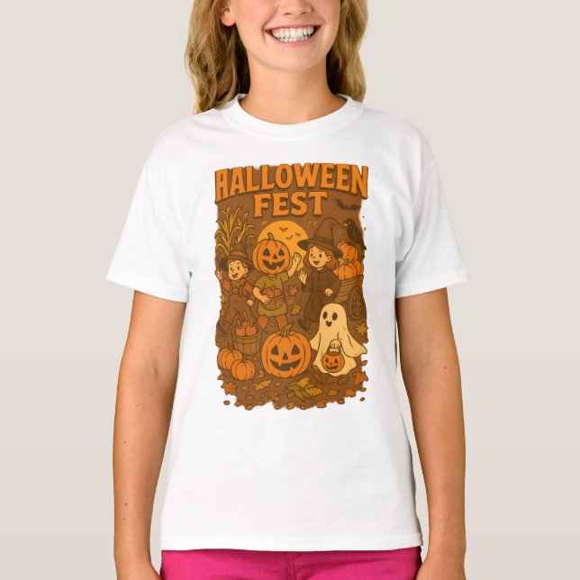 Halloween Autumn Falls Retro Unisex Kleidung T-Shirt (Vorderseite)