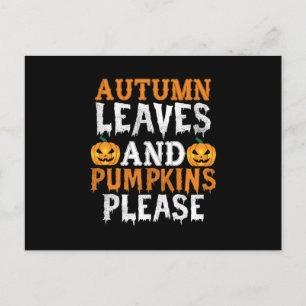 Halloween Autumn Leaves And Pumpkins Birthday Postkarte