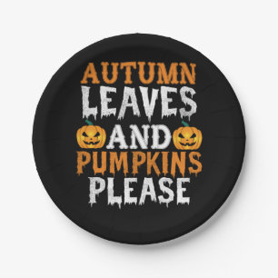 Halloween Autumn Leaves und Pumpkins Birthday Pappteller