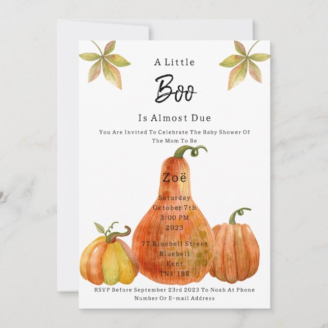 Halloween Autumn Pumpkin Babyshower Invitation Einladung (Vorderseite)