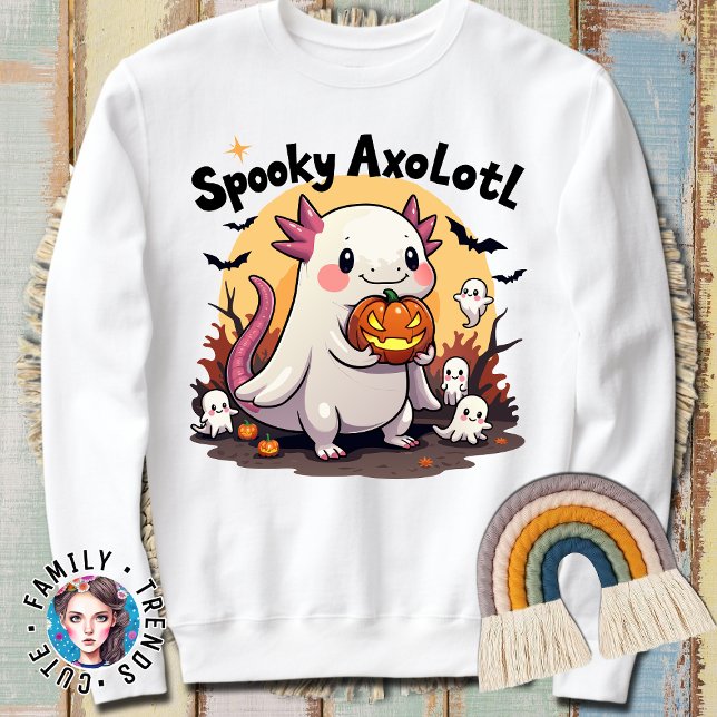 Halloween Axolotl gibt Niedliches Skelett Hallowee Sweatshirt (Von Creator hochgeladen)