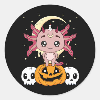 halloween axolotl runder aufkleber
