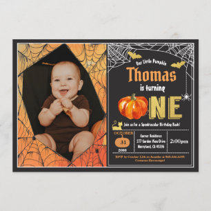 Halloween-Baby 1. Geburtstags-Foto Einladung