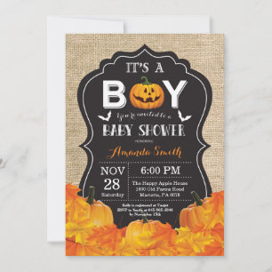 Halloween Baby Boy Shower Einladungskarte Burlap Einladung