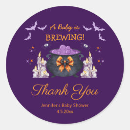 halloween baby brauen danke lila spuke runder aufkleber