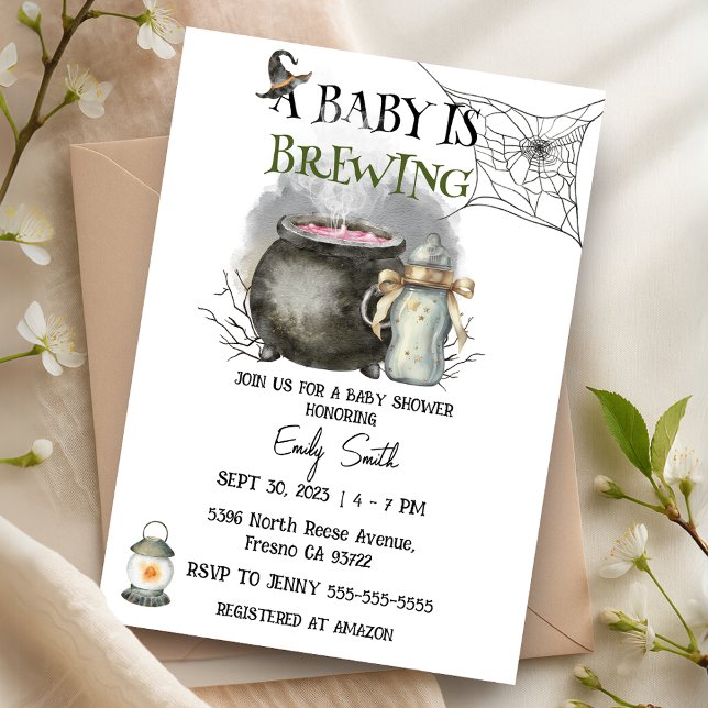 Halloween Baby braut Babydusche Einladung (Halloween Baby is Brewing Baby Shower Invitation)