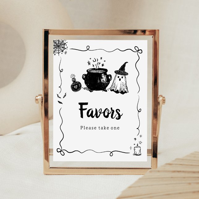 Halloween Baby Braut Geschenke Schild (Hand Drawn A Baby is Brewing Baby Shower Favors Sign)