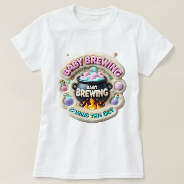 Halloween Baby Brewing Ankündigung T-Shirt (Design vorne)