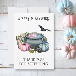Halloween Baby Brewing Witch Gender Reveal Dankeskarte