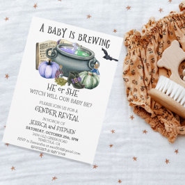 Halloween Baby Brewing Witch Gender Reveal    Einladung