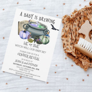 Halloween Baby Brewing Witch Gender Reveal    Einladung