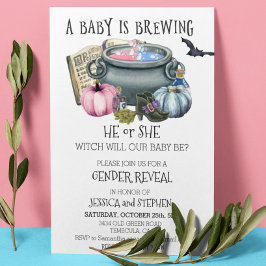 Halloween Baby Brewing Witch Gender Reveal Einladung