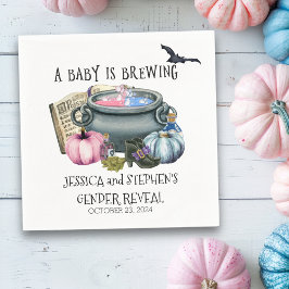 Halloween Baby Brewing Witch Gender Reveal Serviette