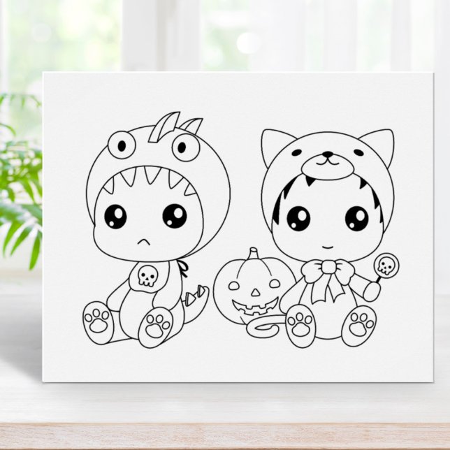 Halloween Baby Cat Dragon Costume Coloring Page Poster (Von Creator hochgeladen)