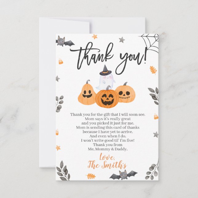 Halloween Baby Dusche Danke, Cards Little Boo Dankeskarte (Vorderseite)